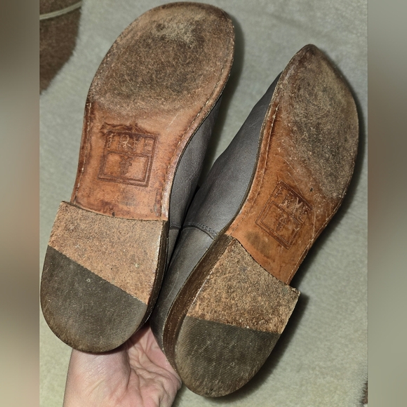 Frye Gray Brown Leather Combat Boots - Picture 6 of 9